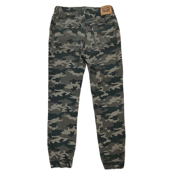 Levi's Boys Youth Camo Joggers XL 13-15 Green Drawstring Elastic Waist Pockets - Picture 2 of 10